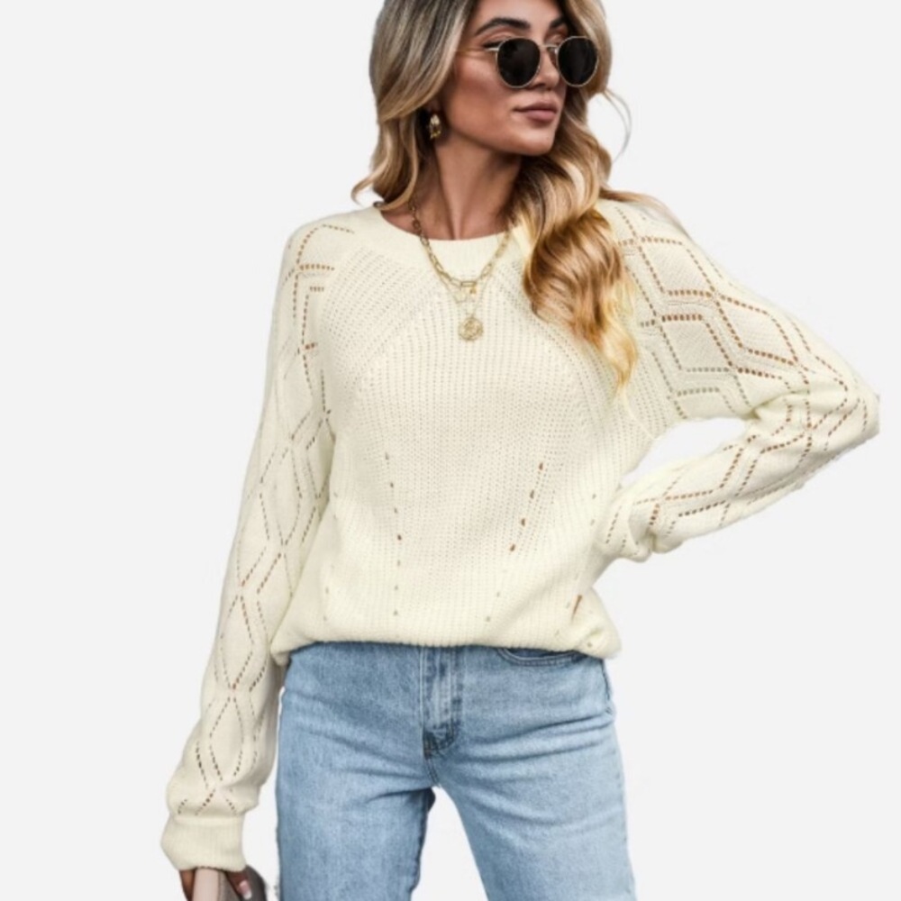 Cupshe knit Cutout Raglan Long Sleeve Sweater L
